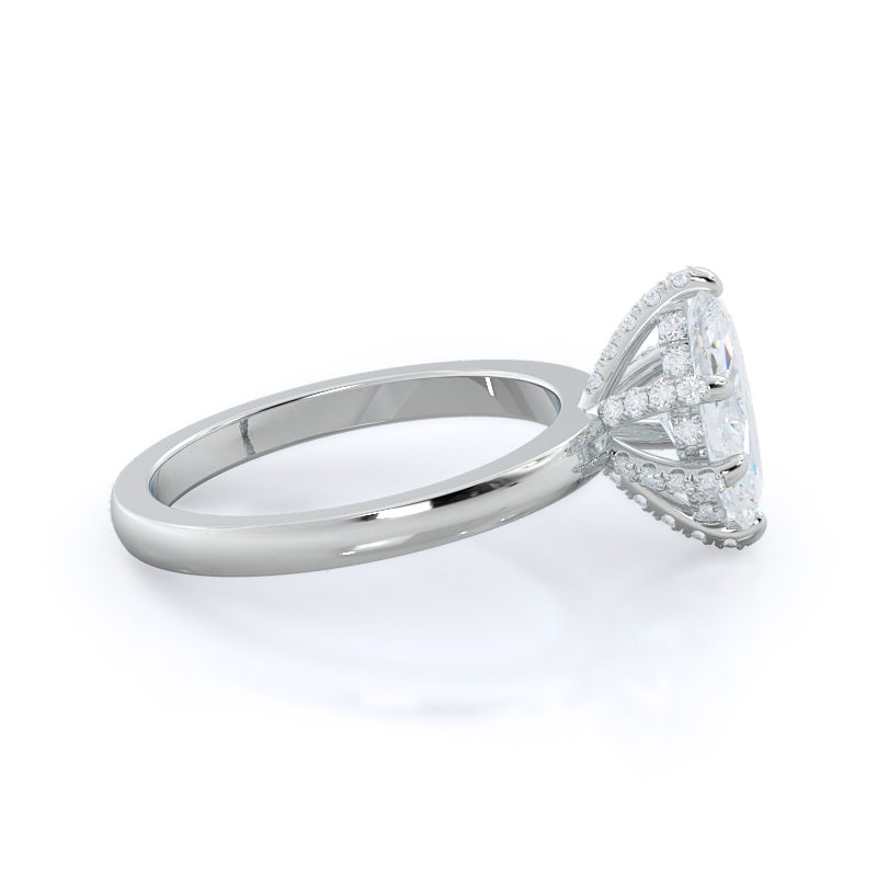 Diamond Basket Solitaire Engagement Ring with Marquise Cut Diamond in 14KT Platinum view 3