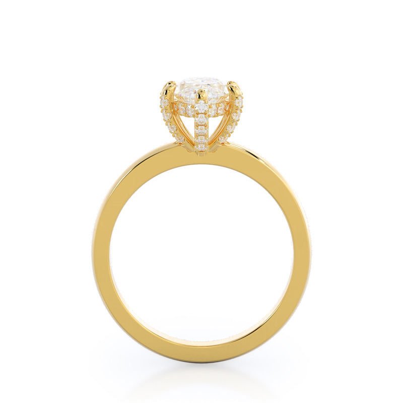 Diamond Basket Solitaire Engagement Ring with Marquise Cut Diamond in 14KT Yellow Gold view 2