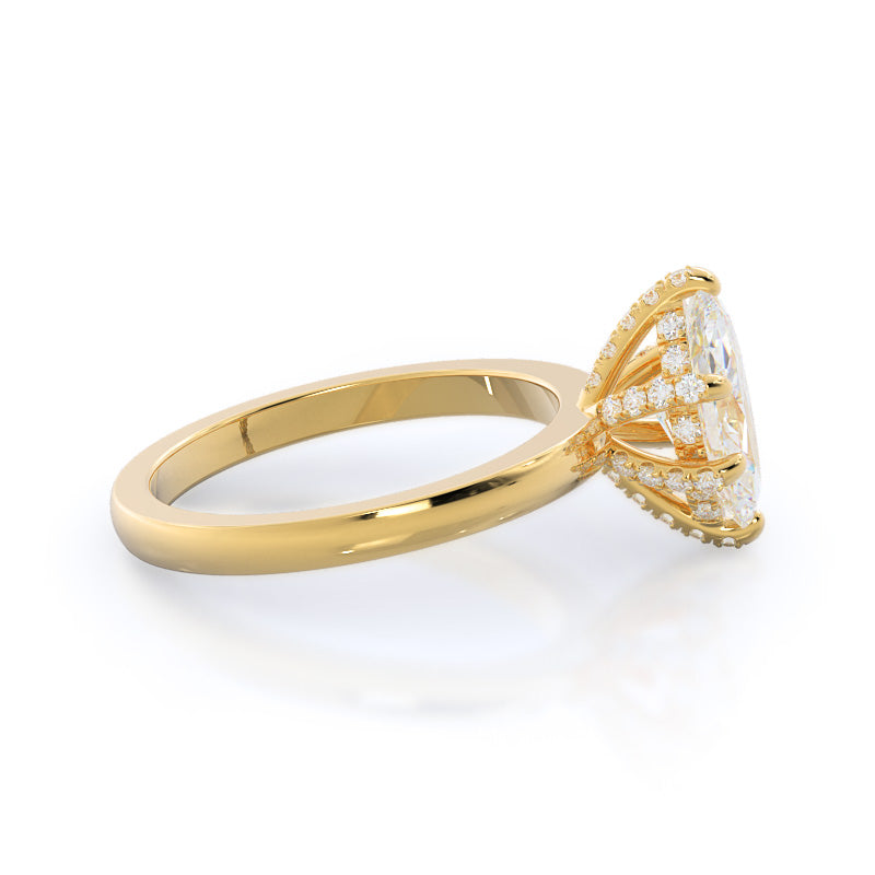 Diamond Basket Solitaire Engagement Ring with Marquise Cut Diamond in 14KT Yellow Gold view 3