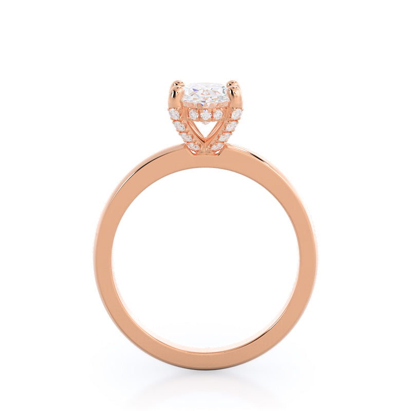 Diamond Basket Solitaire Engagement Ring with Oval Cut Diamond in 14KT Rose Gold view 2