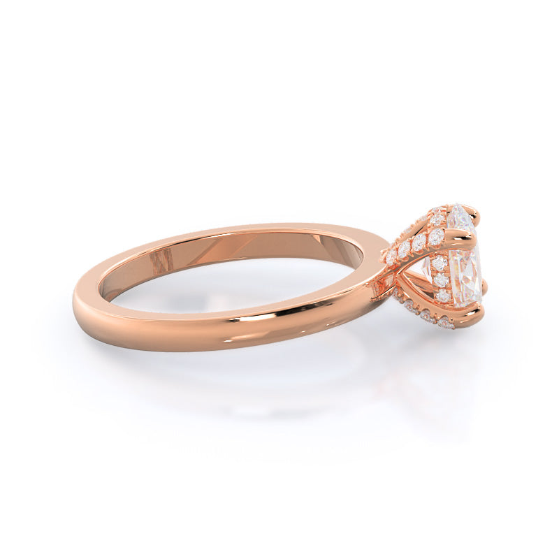 Diamond Basket Solitaire Engagement Ring with Oval Cut Diamond in 14KT Rose Gold view 3