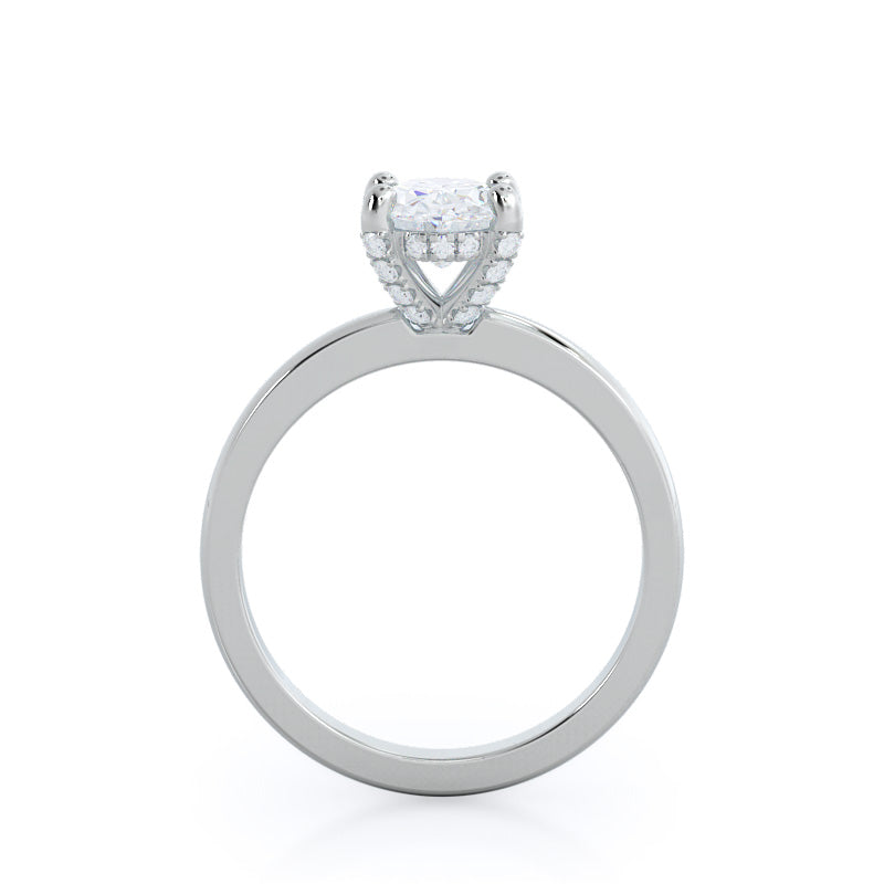 Diamond Basket Solitaire Engagement Ring with Oval Cut Diamond in 14KT Platinum view 2
