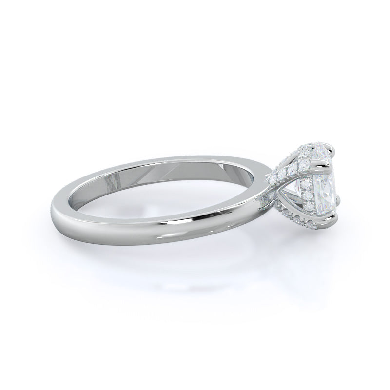 Diamond Basket Solitaire Engagement Ring with Oval Cut Diamond in 14KT Platinum view 3