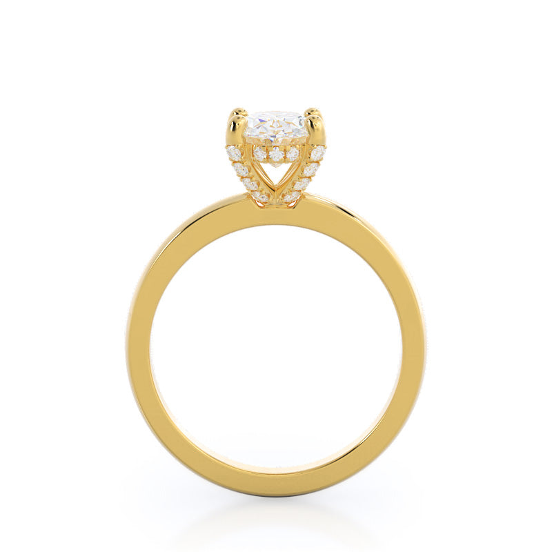 Diamond Basket Solitaire Engagement Ring with Oval Cut Diamond in 14KT Yellow Gold view 2