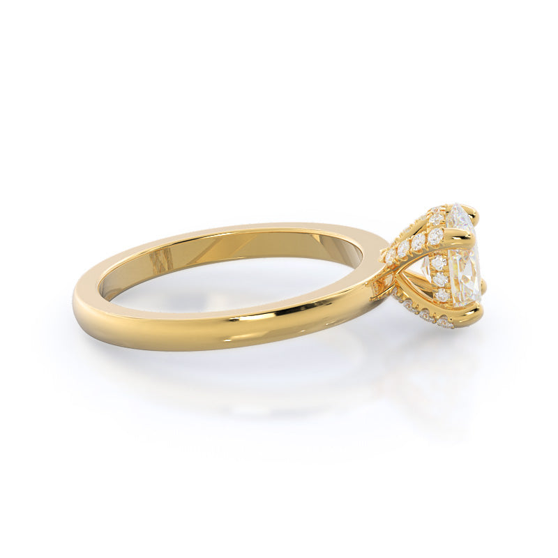 Diamond Basket Solitaire Engagement Ring with Oval Cut Diamond in 14KT Yellow Gold view 3