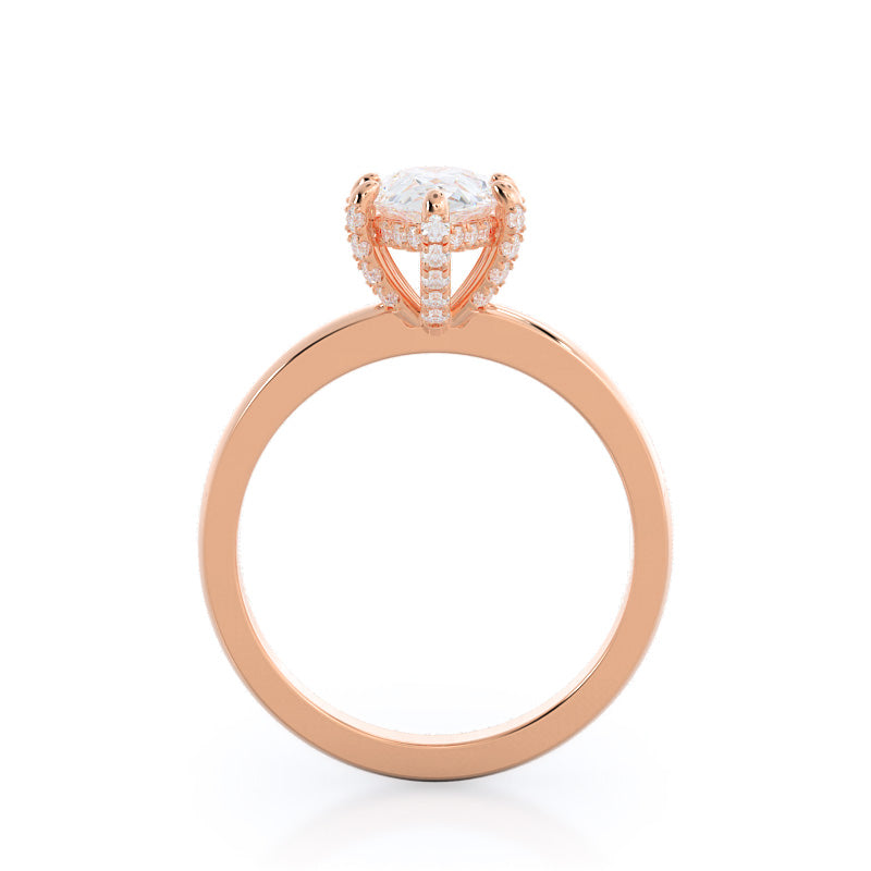 Diamond Basket Solitaire Engagement Ring with Pear Cut Diamond in 14KT Rose Gold view 2