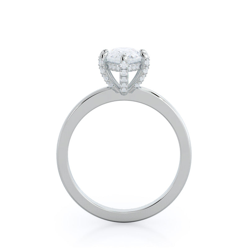 Diamond Basket Solitaire Engagement Ring with Pear Cut Diamond in 14KT Platinum view 2