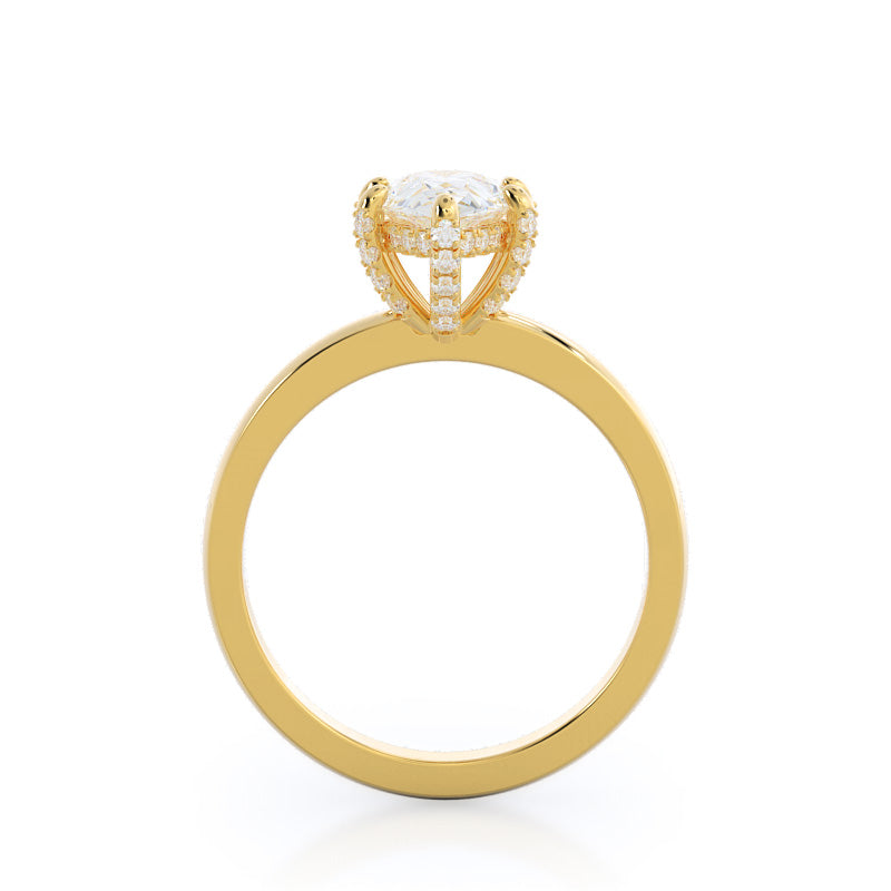 Diamond Basket Solitaire Engagement Ring with Pear Cut Diamond in 14KT Yellow Gold view 2