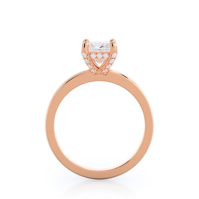 Diamond Basket Solitaire Engagement Ring with Princess Cut Diamond in 14KT Rose Gold view 2