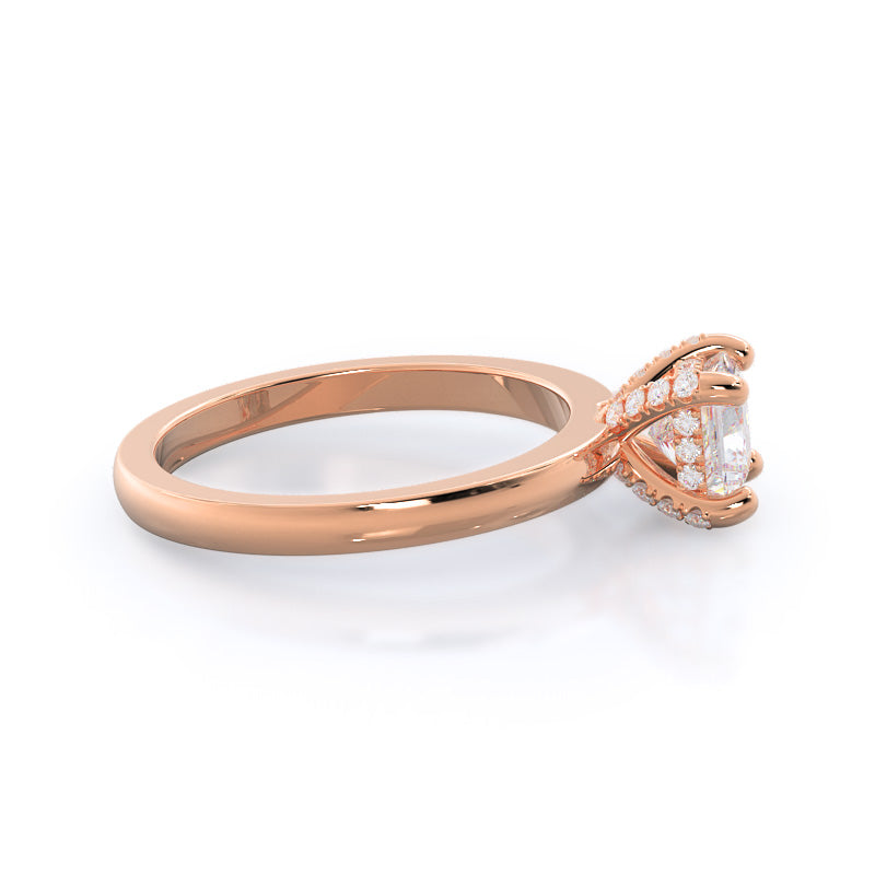 Diamond Basket Solitaire Engagement Ring with Princess Cut Diamond in 14KT Rose Gold view 3