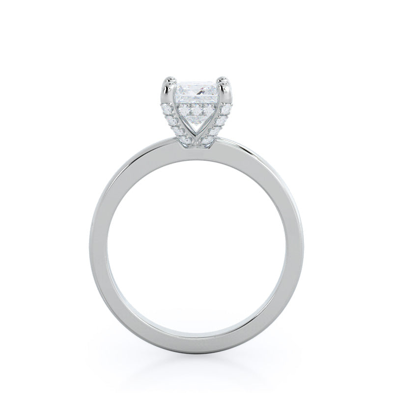Diamond Basket Solitaire Engagement Ring with Princess Cut Diamond in 14KT Platinum view 2