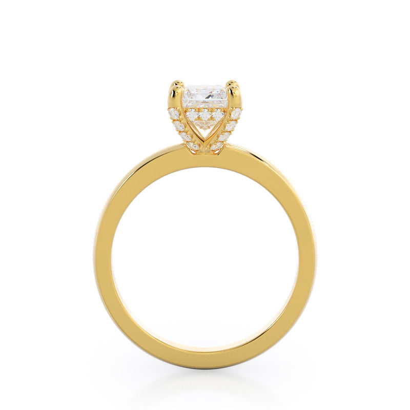 Diamond Basket Solitaire Engagement Ring with Princess Cut Diamond in 14KT Yellow Gold view 2