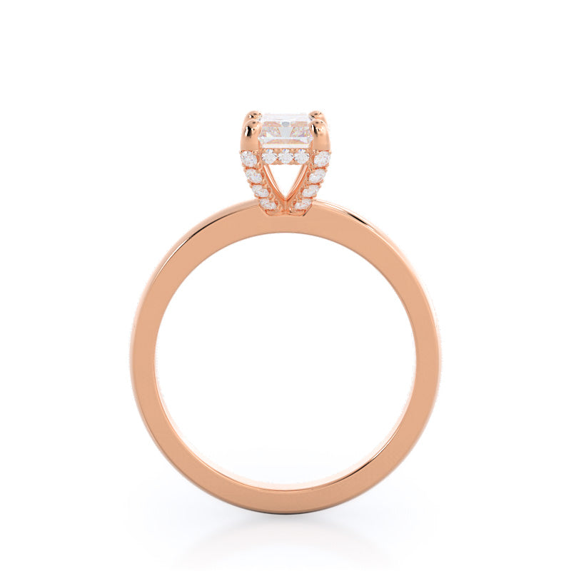 Diamond Basket Solitaire Engagement Ring with Radiant Cut Diamond in 14KT Rose Gold view 2