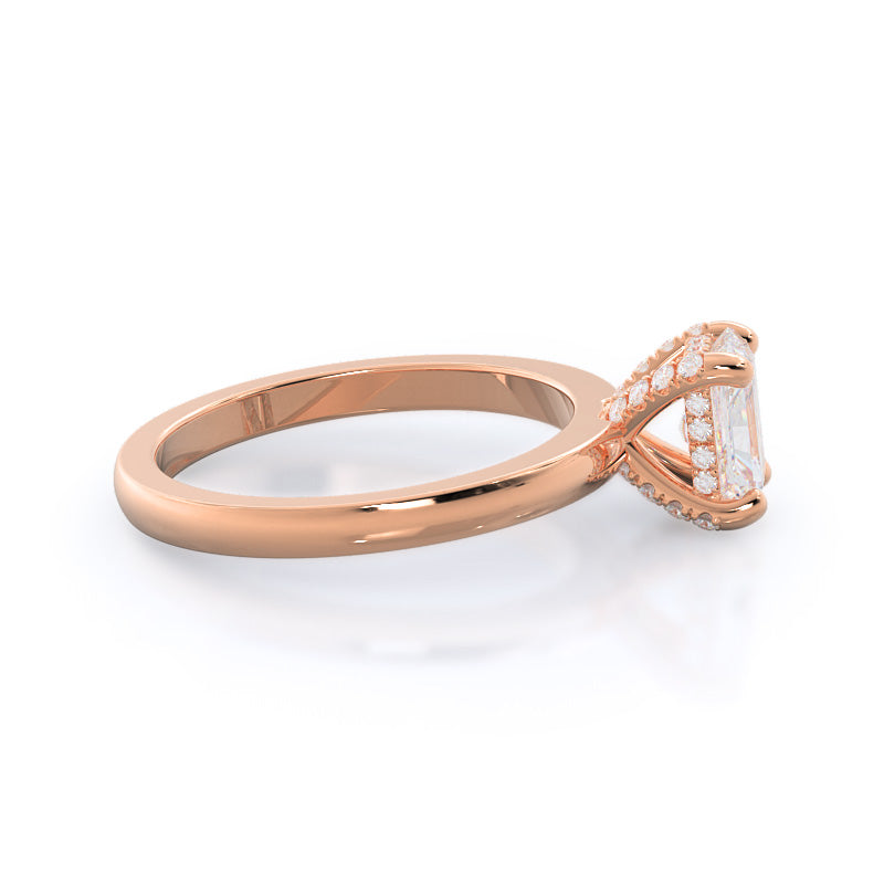Diamond Basket Solitaire Engagement Ring with Radiant Cut Diamond in 14KT Rose Gold view 3