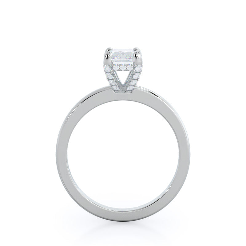 Diamond Basket Solitaire Engagement Ring with Radiant Cut Diamond in 14KT Platinum view 2