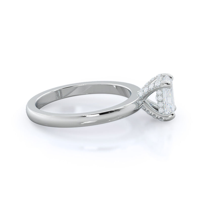 Diamond Basket Solitaire Engagement Ring with Radiant Cut Diamond in 14KT Platinum view 3