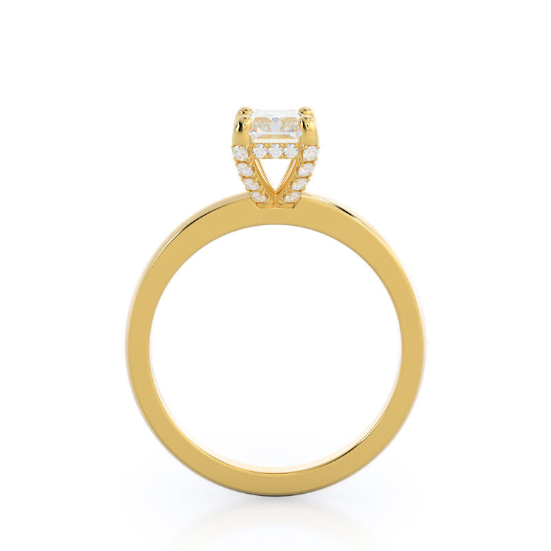 Diamond Basket Solitaire Engagement Ring with Radiant Cut Diamond in 14KT Yellow Gold view 2