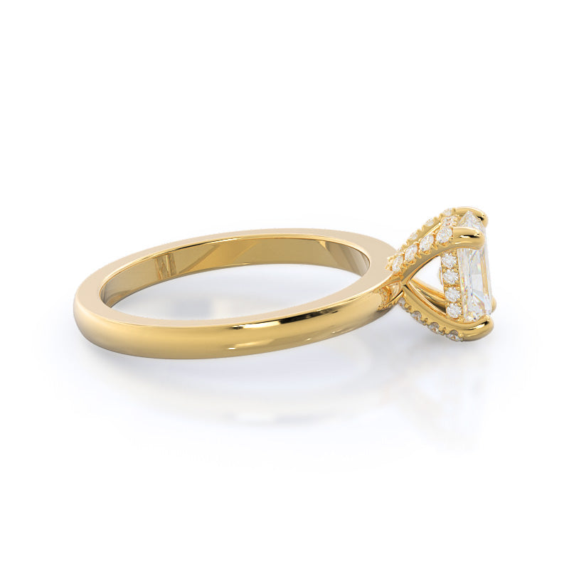 Diamond Basket Solitaire Engagement Ring with Radiant Cut Diamond in 14KT Yellow Gold view 3
