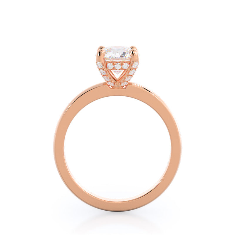 Diamond Basket Solitaire Engagement Ring with Round Cut Diamond in 14KT Rose Gold view 2