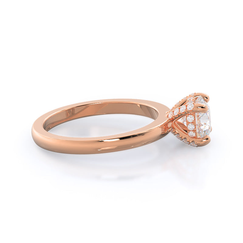 Diamond Basket Solitaire Engagement Ring with Round Cut Diamond in 14KT Rose Gold view 3