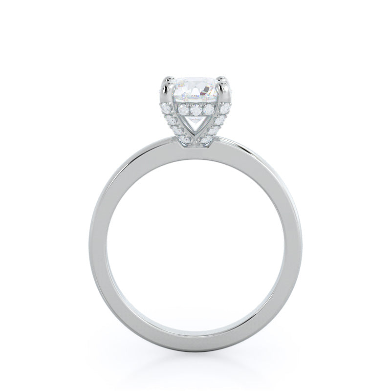Diamond Basket Solitaire Engagement Ring with Round Cut Diamond in 14KT Platinum view 2