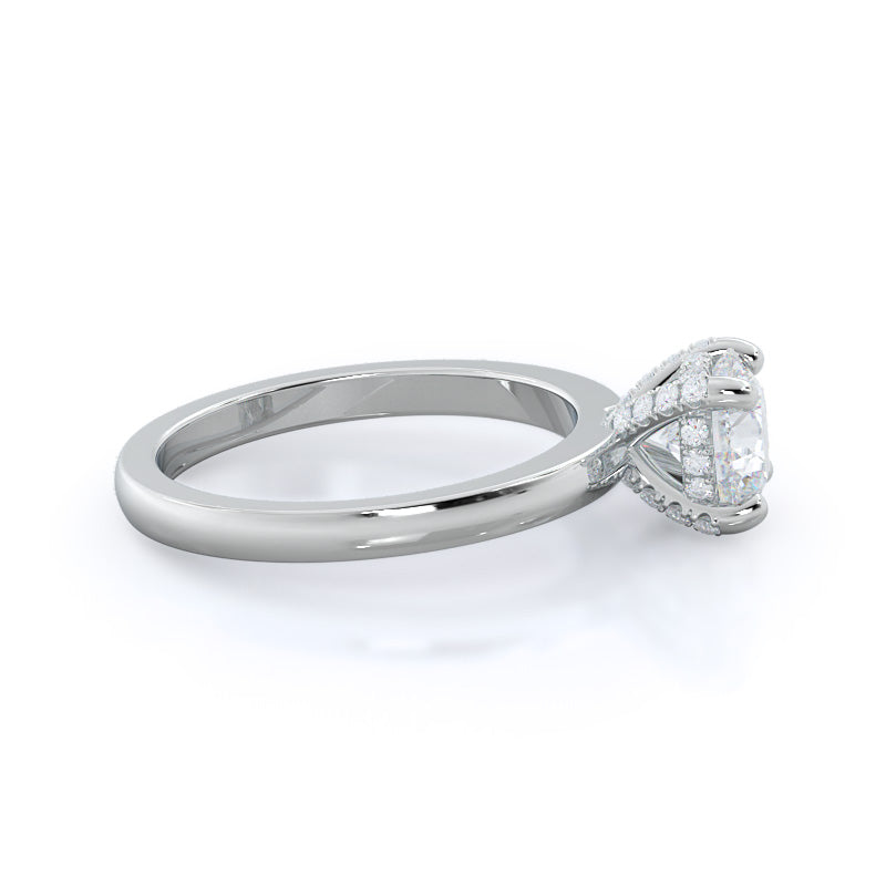 Diamond Basket Solitaire Engagement Ring with Round Cut Diamond in 14KT Platinum view 3