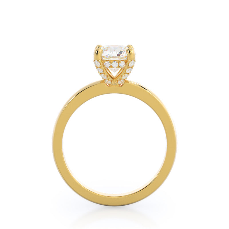 Diamond Basket Solitaire Engagement Ring with Round Cut Diamond in 14KT Yellow Gold view 2