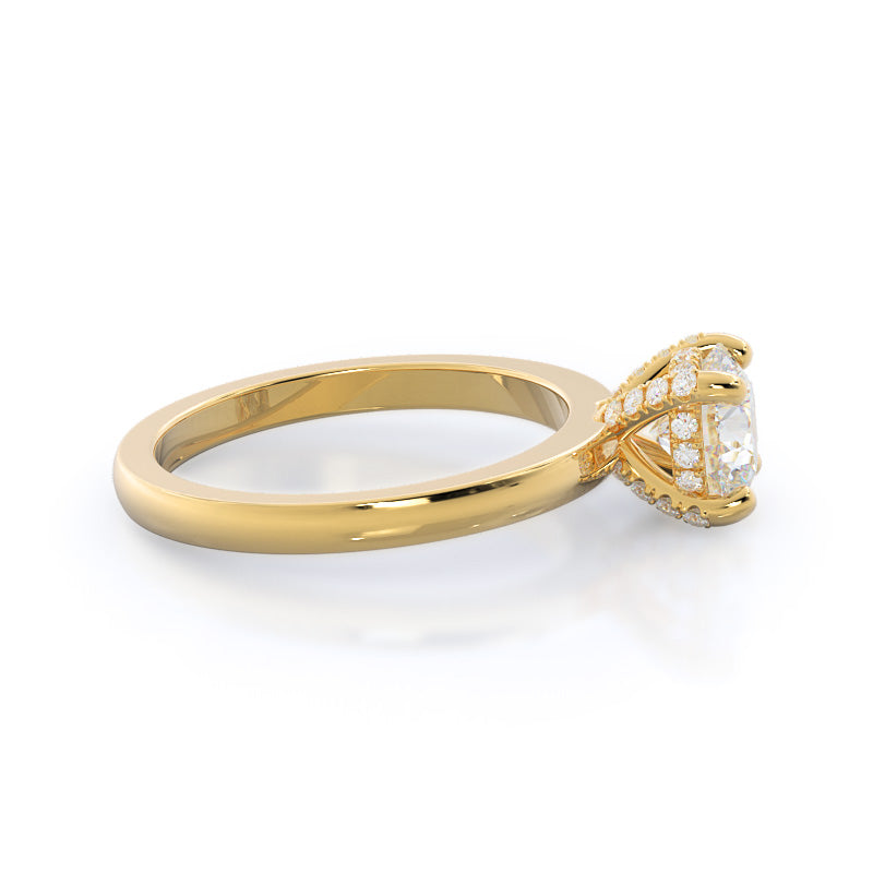 Diamond Basket Solitaire Engagement Ring with Round Cut Diamond in 14KT Yellow Gold view 3