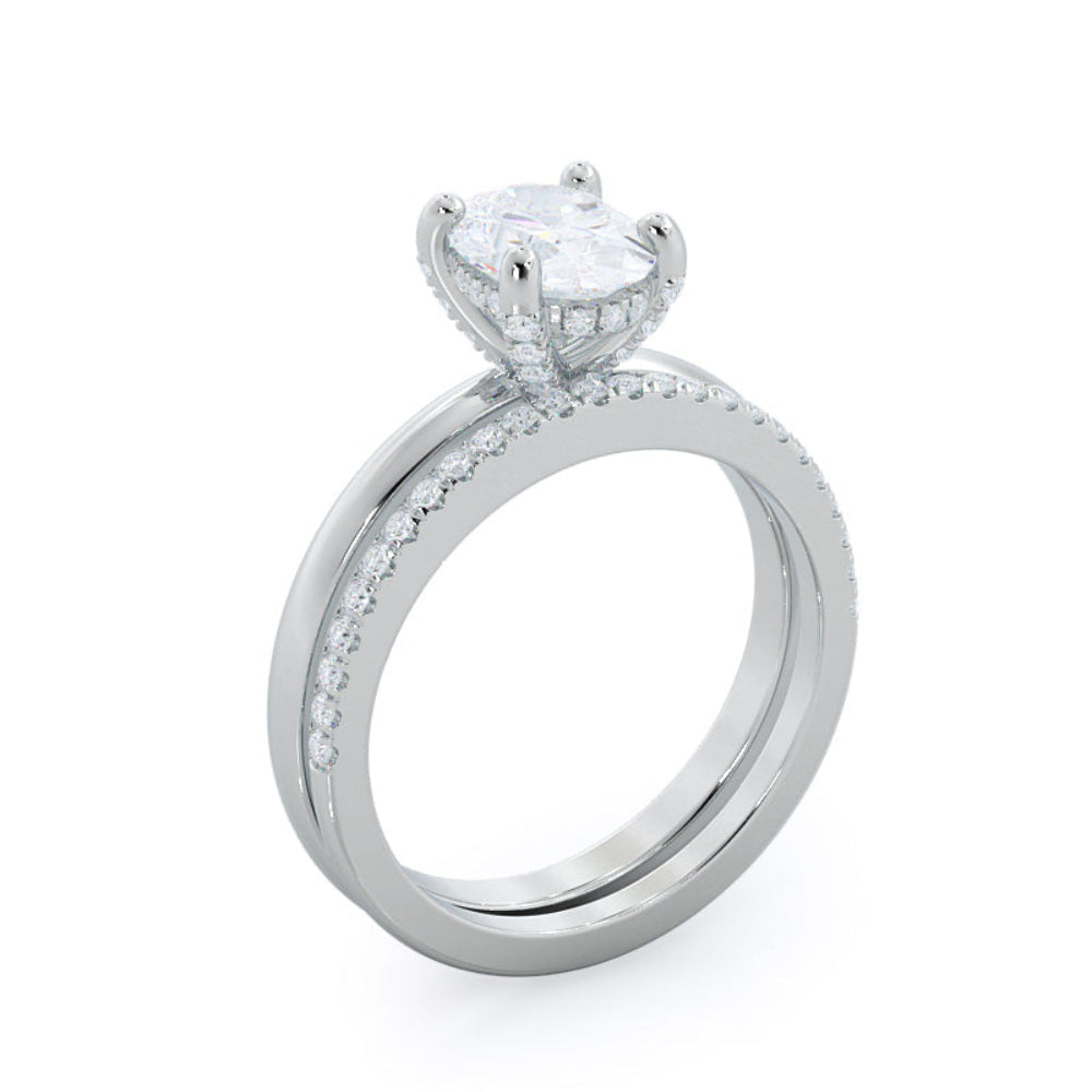 Diamond Basket Solitaire Engagement Ring with Oval Cut Diamond in 14KT Rose Gold view 5