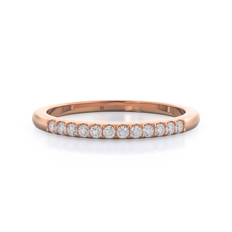 Traditional Pave Diamond Wedding Band with 18KT Rose Gold Cut Diamond in 14KT Rose Gold view 1