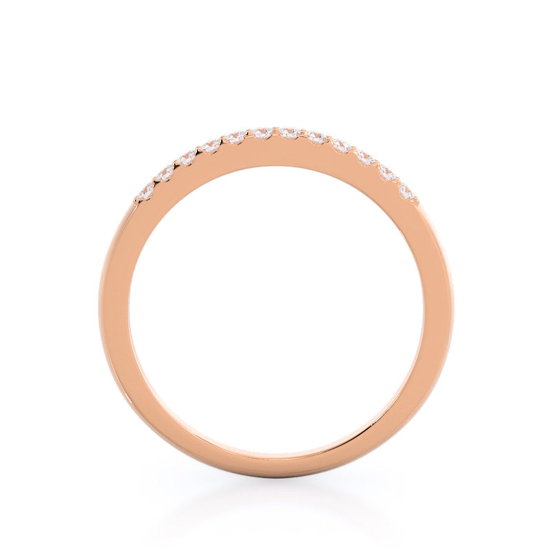 Traditional Pave Diamond Wedding Band with 18KT Rose Gold Cut Diamond in 14KT Rose Gold view 2