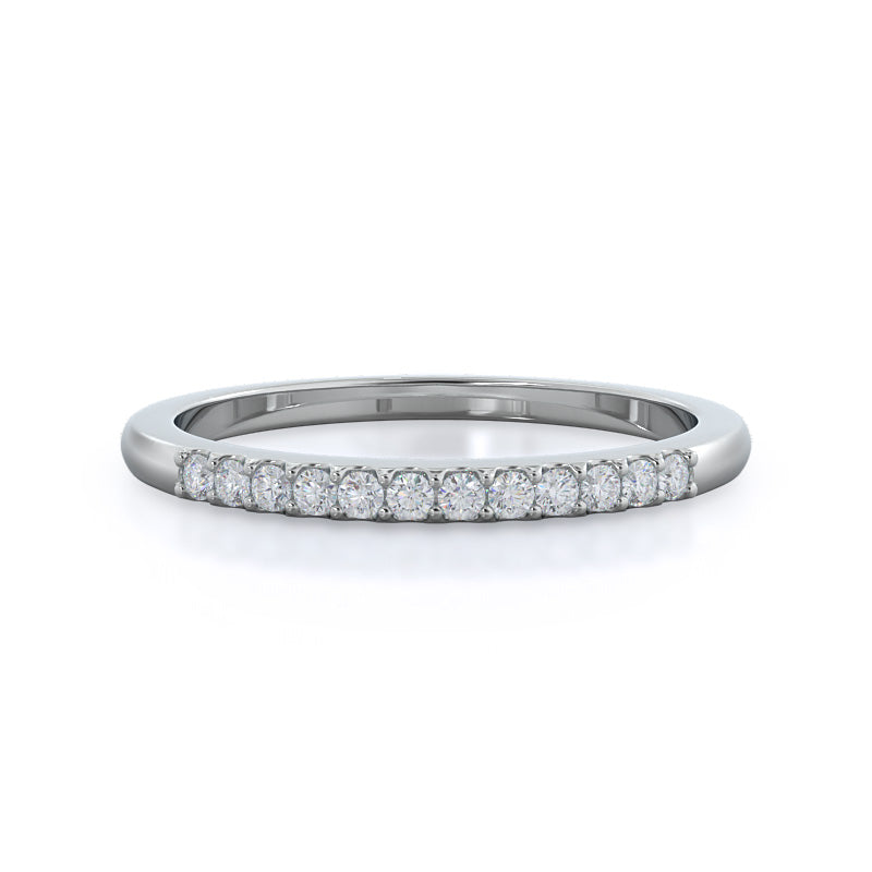 Traditional Pave Diamond Wedding Band with Platinum Cut Diamond in 14KT Platinum view 1