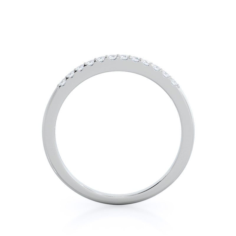 Traditional Pave Diamond Wedding Band with Platinum Cut Diamond in 14KT Platinum view 2