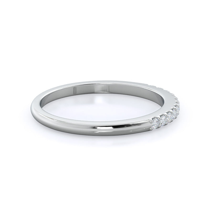 Traditional Pave Diamond Wedding Band with Platinum Cut Diamond in 14KT Platinum view 4