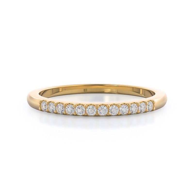 Traditional Pave Diamond Wedding Band with 18KT Yellow Gold Cut Diamond in 14KT Yellow Gold view 1
