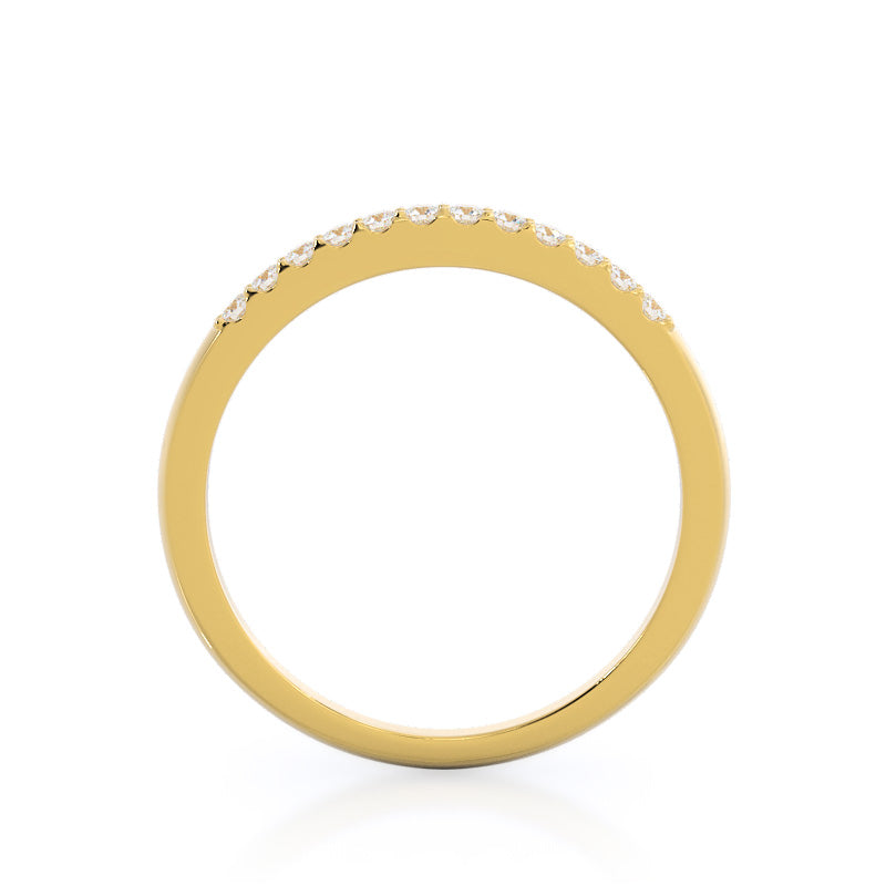 Traditional Pave Diamond Wedding Band with 18KT Yellow Gold Cut Diamond in 14KT Yellow Gold view 2