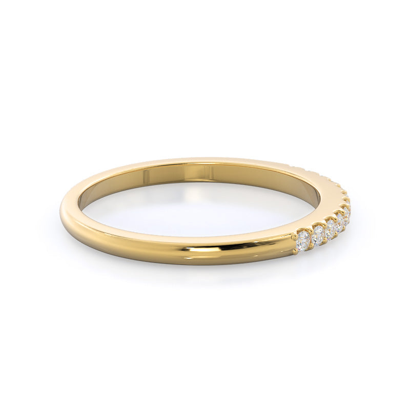 Traditional Pave Diamond Wedding Band with 18KT Yellow Gold Cut Diamond in 14KT Yellow Gold view 4