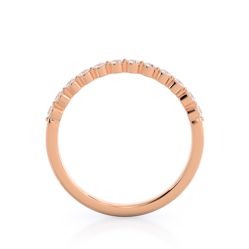 Under Bezeled Accent Diamond Wedding Band with 18KT Rose Gold Cut Diamond in 14KT Rose Gold view 2