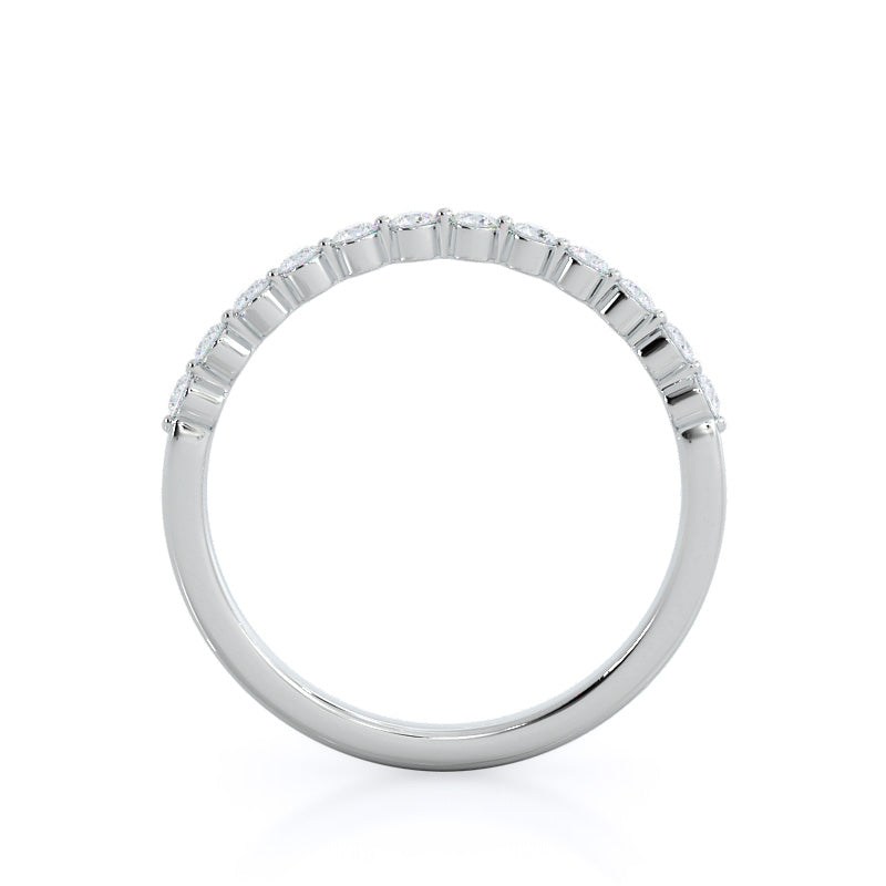 Under Bezeled Accent Diamond Wedding Band with Platinum Cut Diamond in 14KT Platinum view 2