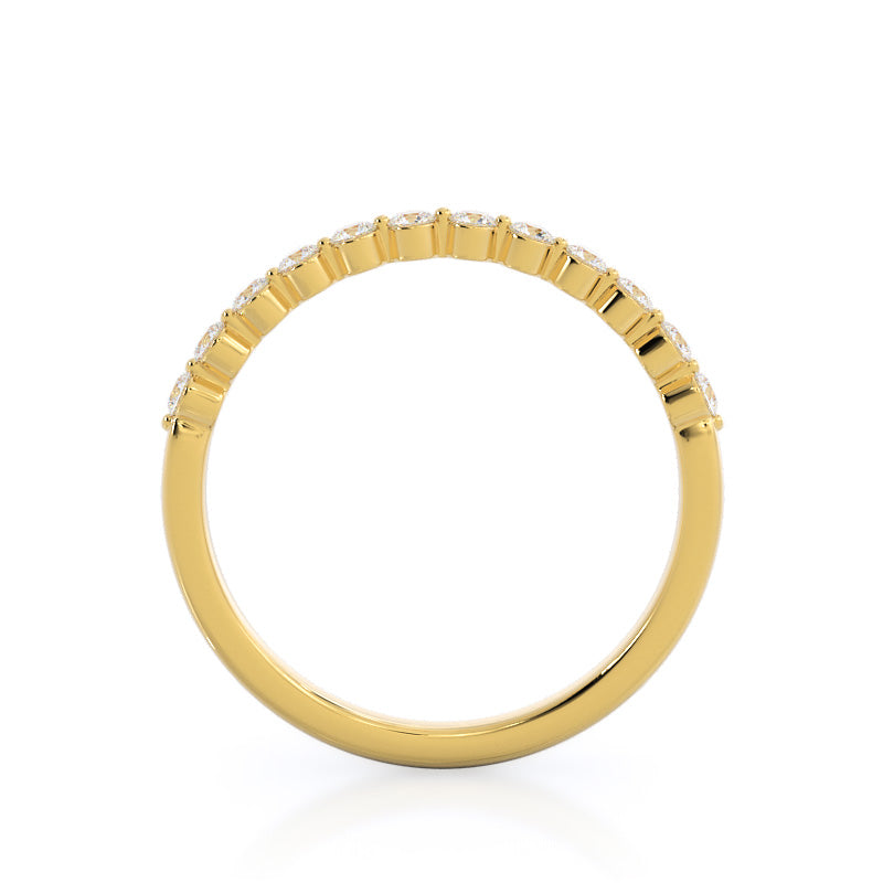 Under Bezeled Accent Diamond Wedding Band with 18KT Yellow Gold Cut Diamond in 14KT Yellow Gold view 2