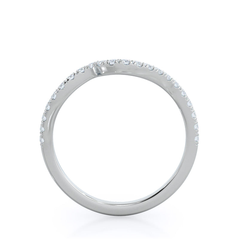 Two Tone Bypass Diamond Wedding Band with Platinum Cut Diamond in 14KT Platinum view 2