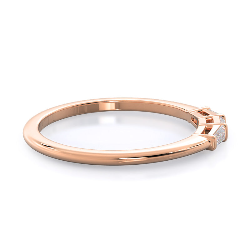 Three Stone Baguette Diamond Wedding Band with 18KT Rose Gold Cut Diamond in 14KT Rose Gold view 4