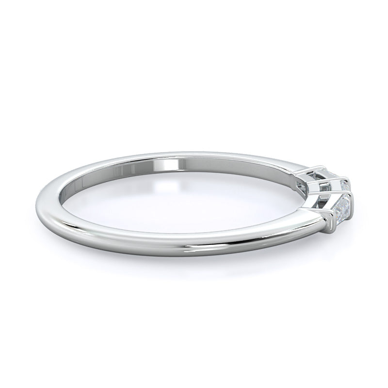 Three Stone Baguette Diamond Wedding Band with Platinum Cut Diamond in 14KT Platinum view 4