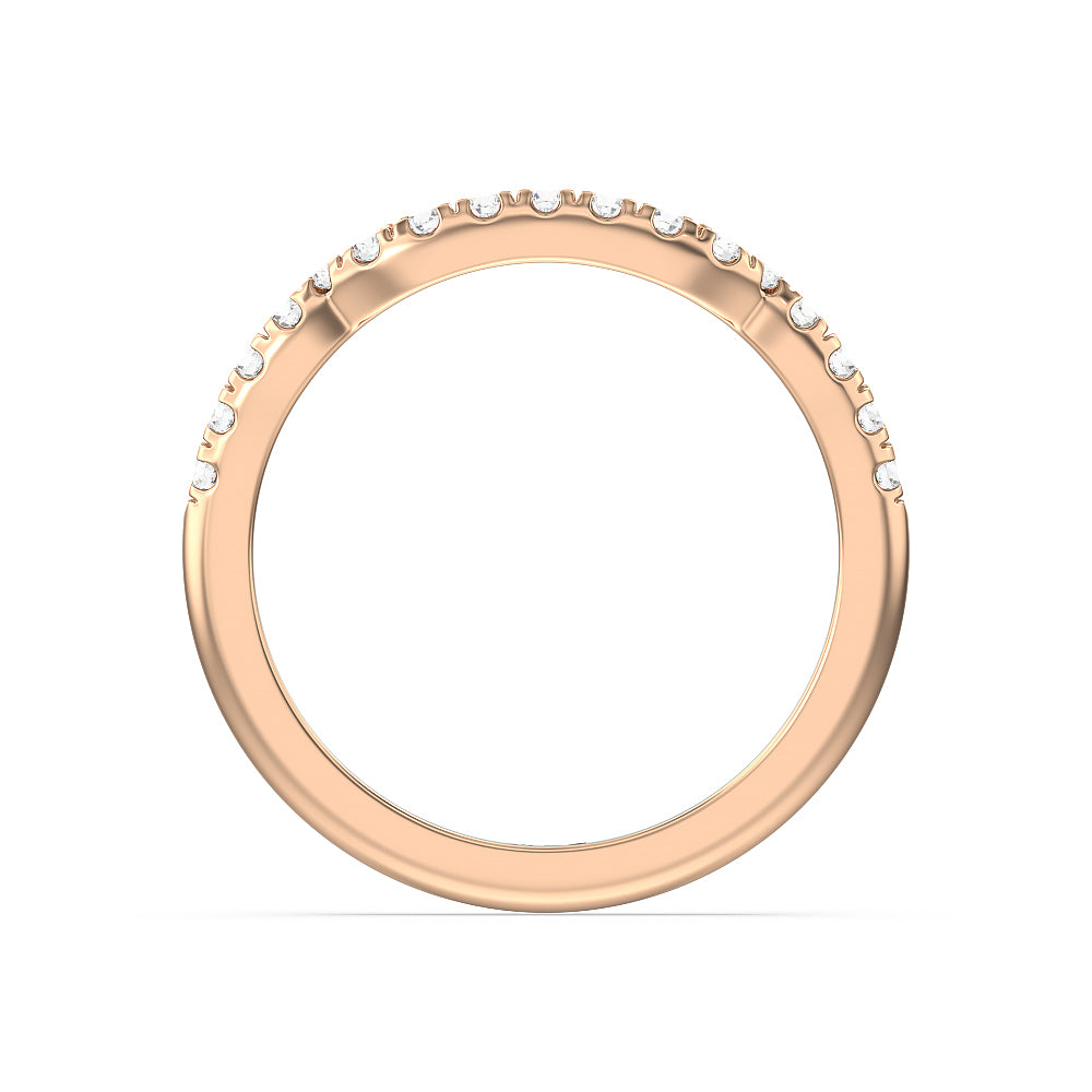 Vintage Celtic Square Knot Diamond Wedding Band with 18KT Rose Gold Cut Diamond in 14KT Rose Gold view 3