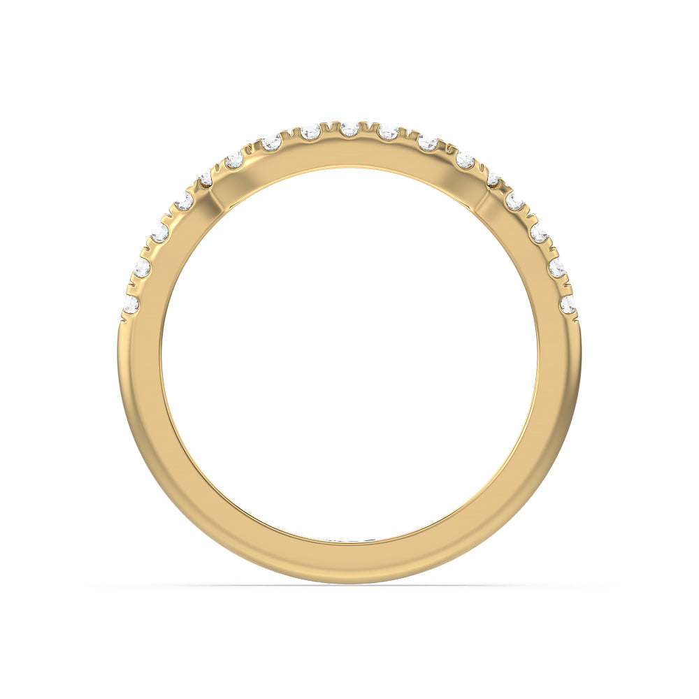 Vintage Celtic Square Knot Diamond Wedding Band with 18KT Yellow Gold Cut Diamond in 14KT Yellow Gold view 3