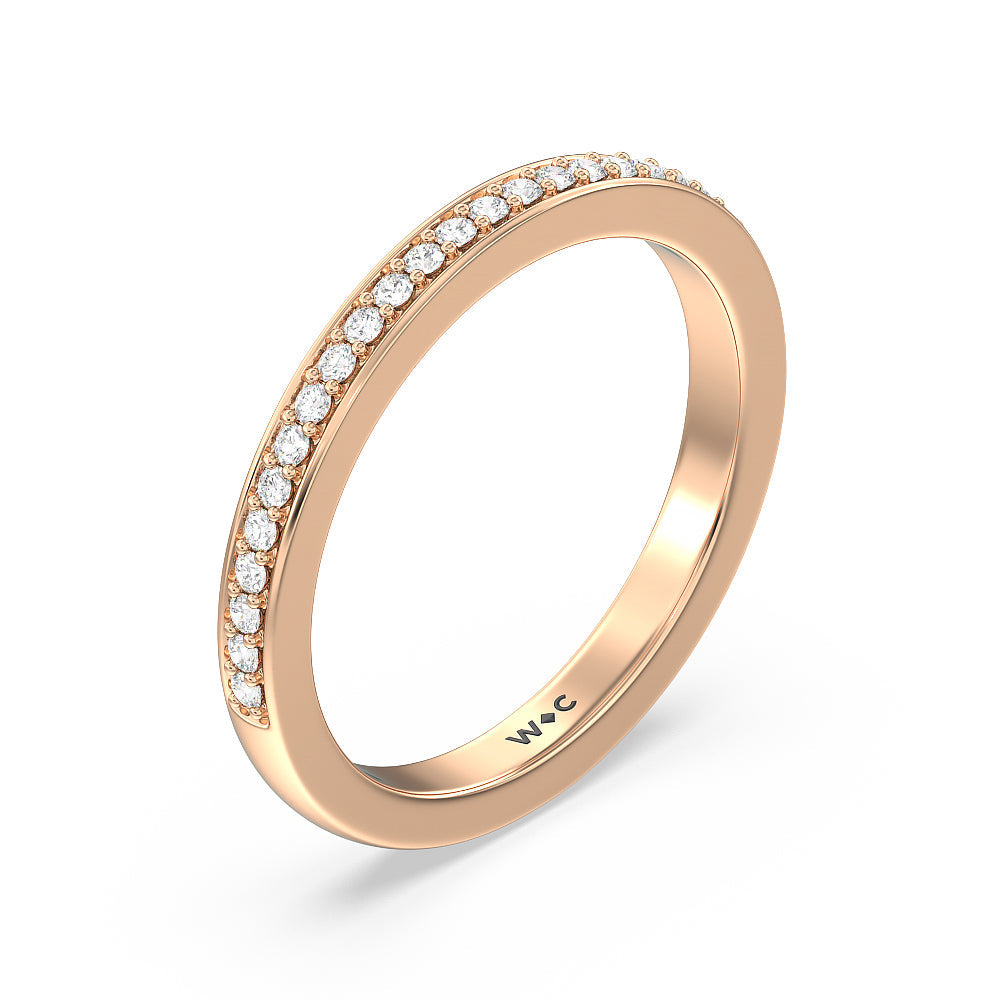 Vintage Celtic Heart Diamond Wedding Band with 18KT Rose Gold Cut Diamond in 14KT Rose Gold view 4