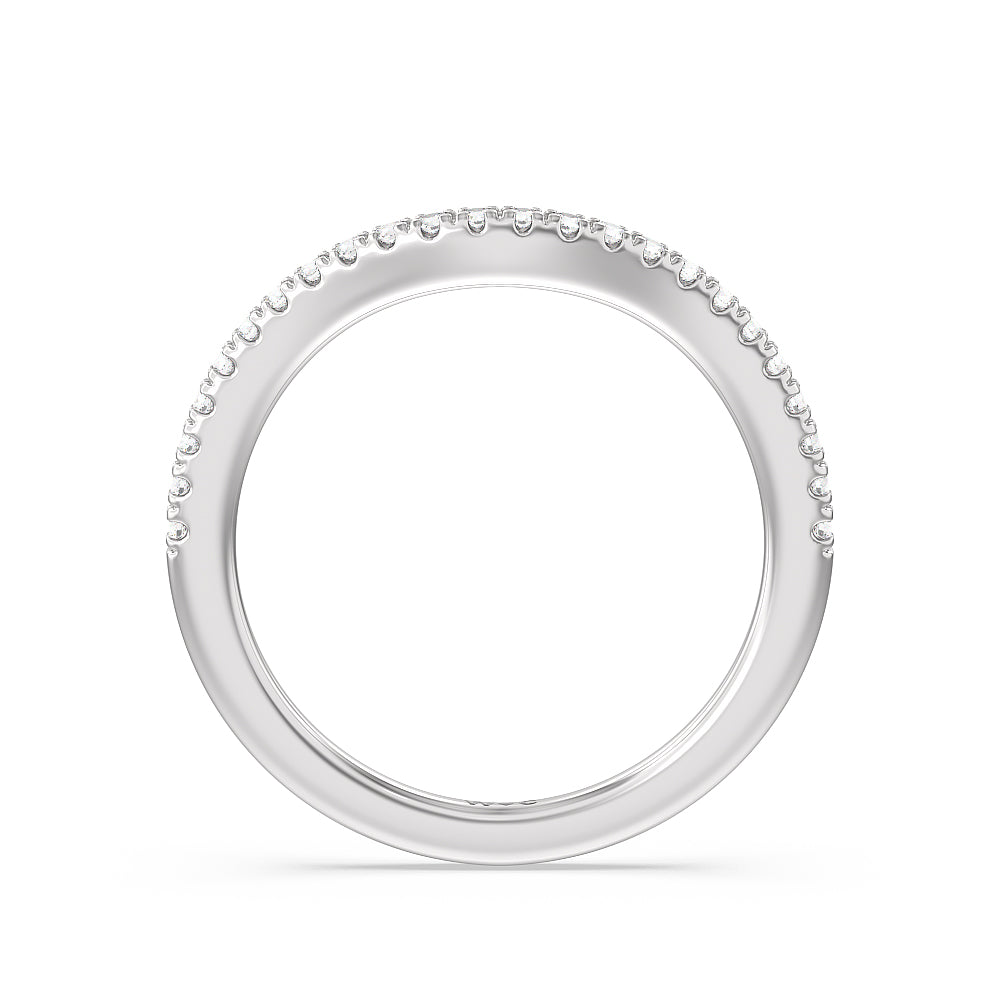 Tapered Cushion Halo Diamond Wedding Band with Platinum Cut Diamond in 14KT Platinum view 2