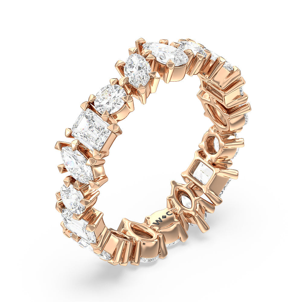 Mixed Shape Eternity Ring with 18KT Rose Gold / Natural / 2 9/10 Cut Diamond in 14KT Rose Gold / Natural / 2 9/10 view 3