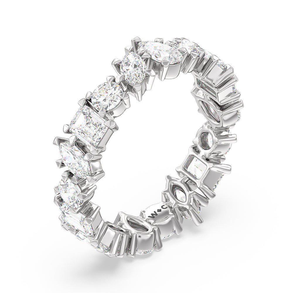 Mixed Shape Eternity Ring with Platinum / Natural / 2 9/10 Cut Diamond in 14KT Platinum / Natural / 2 9/10 view 3