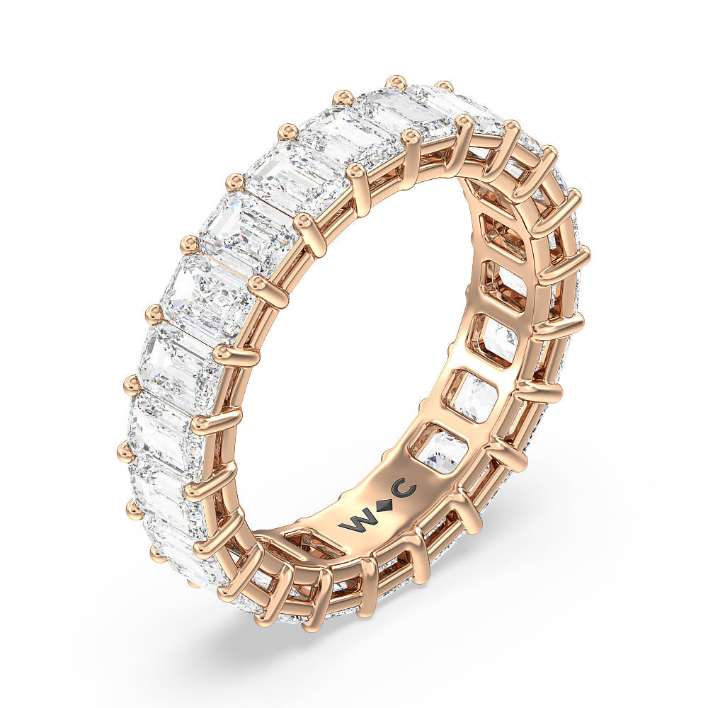 Emerald Cut Diamond Eternity Ring with 18KT Rose Gold / Natural / 5 1/2 Cut Diamond in 14KT Rose Gold / Natural / 5 1/2 view 3
